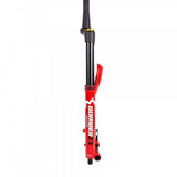 Marzocchi Bomber Z1 2022 MTB fork with tapered suspension and Grip Sweep-Adjust, mounted on mountain bike front wheel.