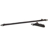 Burley Travoy tie down straps with swivel lock for cargo trailer securement, shown with adjustable straps and locking mechanism.
