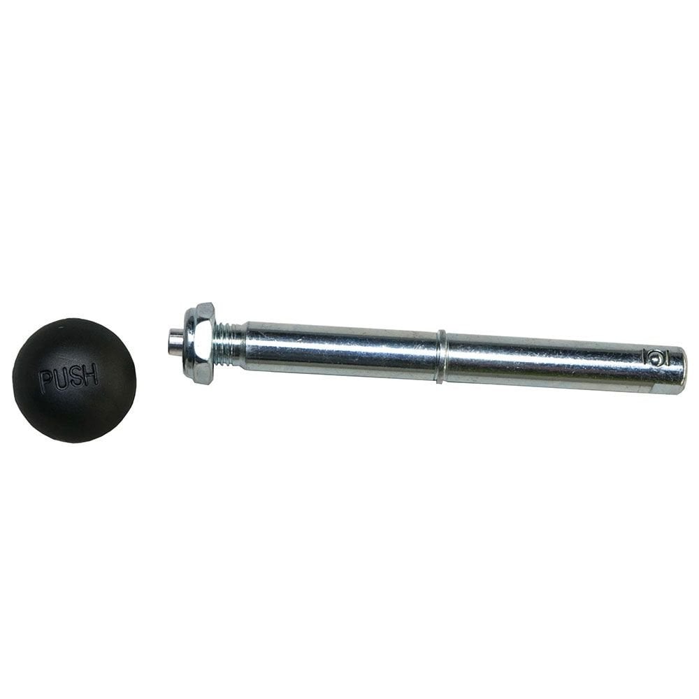 Burley push button axle with nut and dust cap replacement for trailers, durable accessories for secure trailer operation.
