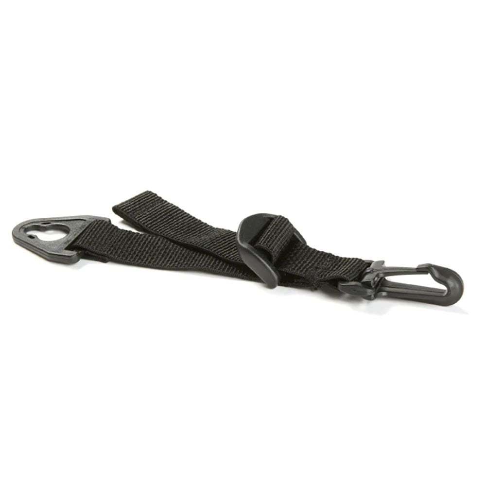 Burley Travoy Universal Bag Clips, adjustable mounts and spares for cargo trailers, shown attached to a Burley cargo trailer.