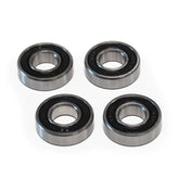 Burley wheel bearing replacement kit with 4 RS-R8 bearings for trailer accessories, showing bearings and packaging for installation.