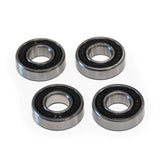 Burley wheel bearing replacement kit with 4 RS-R8 bearings for trailer accessories, showing bearings and packaging for installation.