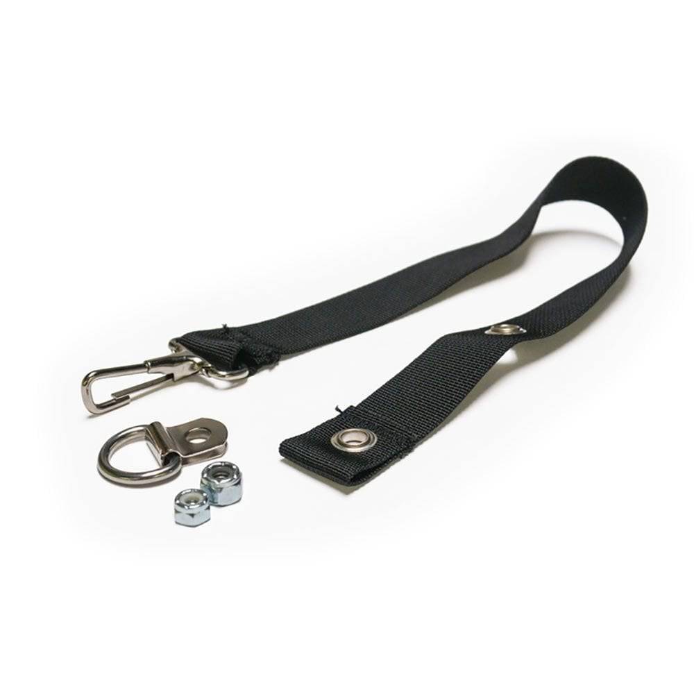 Burley safety strap for Classic Hitch child seat security accessory, adjustable strap with buckle and secure attachment points.