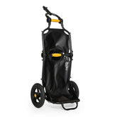 Burley Travoy cargo bike trailer in folded position, portable and lightweight accessory for transporting goods on bicycles.