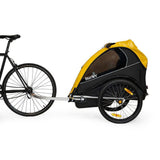 Burley Rental Cub child bike trailer with weather protection, designed for high-frequency rentals, featuring durable accessories.