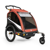 Burley Cub X bike trailer and stroller for e-bikes, all-terrain accessories, featuring sturdy design and versatile use.