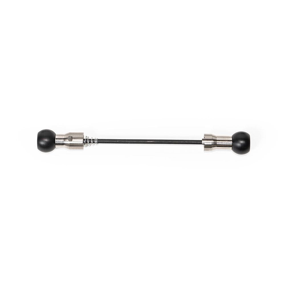 Burley Coho 5mm skewer accessory for Coho XC cargo trailer mounts, shown attached to the trailer in a close-up image.