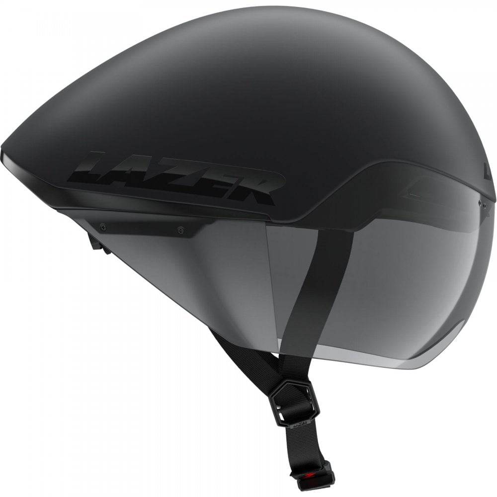 Lazer Victor KinetiCore aerodynamic cycling helmet with panoramic visor, lightweight design, and adjustable fit for cyclists.