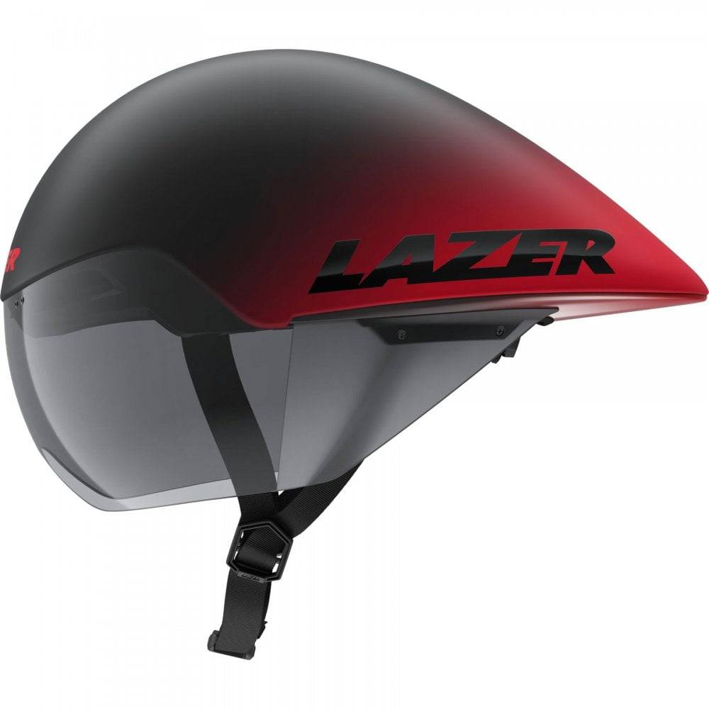 Lazer Volante KinetiCore aerodynamic cycling helmet with adjustable fit and panoramic lens, shown from the side.