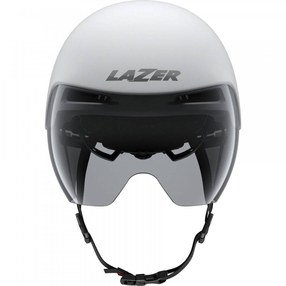 Lazer Volante KinetiCore aerodynamic cycling helmet with adjustable fit and panoramic lens, shown from side view.