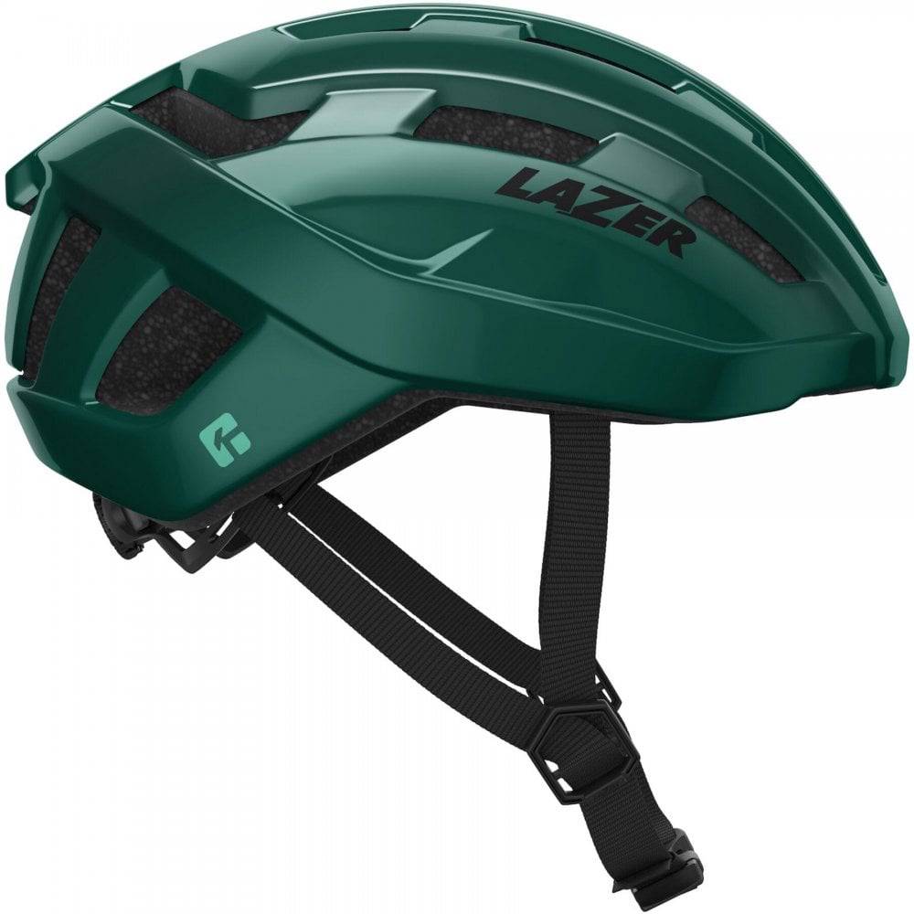 Lazer Tempo KinetiCore helmet with adjustable fit and LED light mount, unisex cycling helmet on a mannequin head.