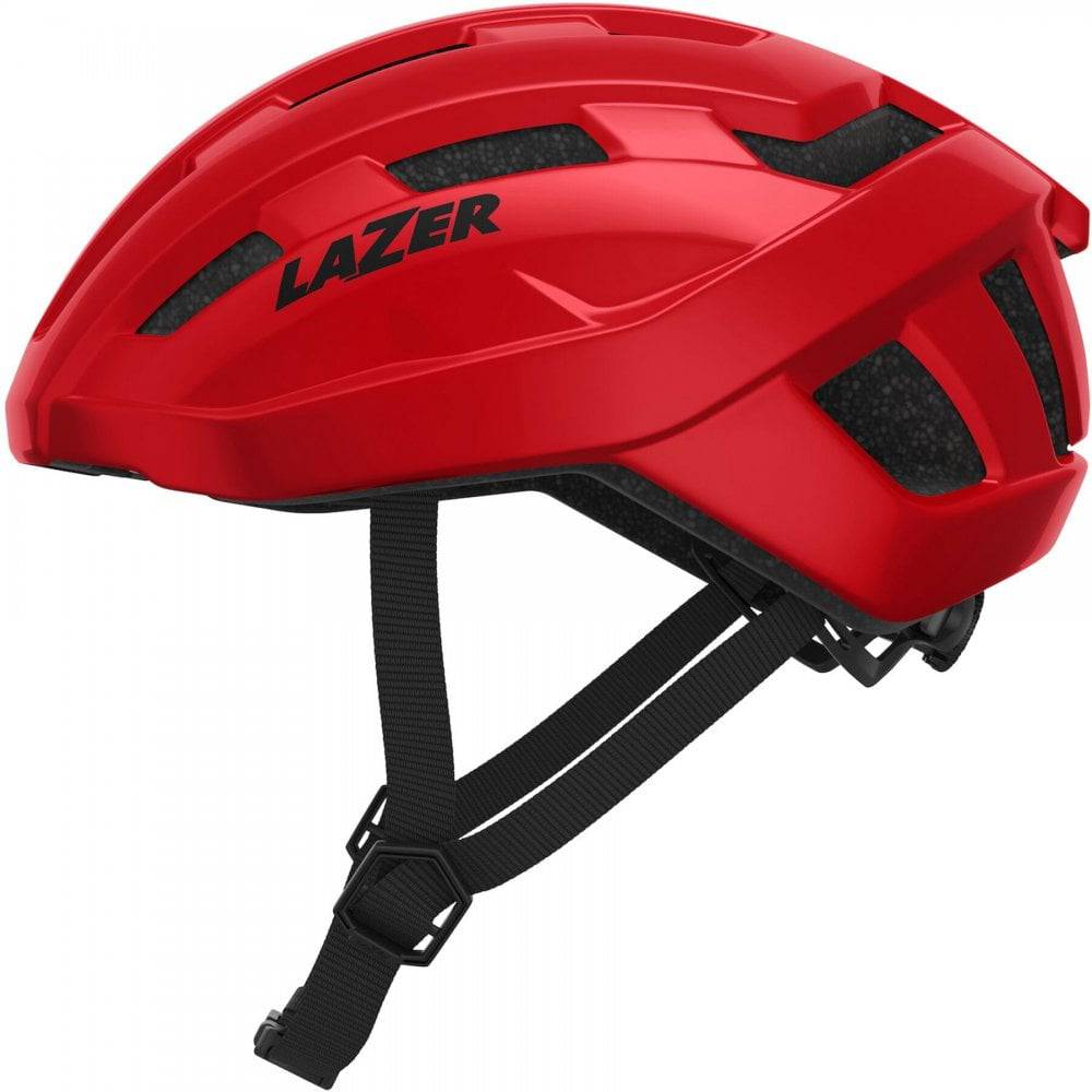 Lazer Tempo KinetiCore helmet with adjustable fit and LED light mount, unisex cycling helmet shown from the front angle.