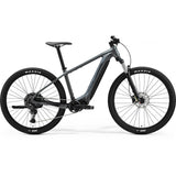 Merida eBig Nine 400 MY24 e-mountain bike with Shimano EP6 motor in gray and black, shown from side view.