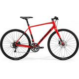 Merida Speeder 200 MY24 hybrid bike with Shimano Sora gears and hydraulic disc brakes, shown in a side view.