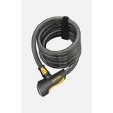OnGuard Doberman 12mm cable bike lock in black and yellow with mounting bracket, 185cm long, secure bike accessories.