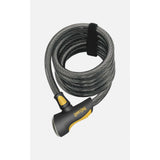 OnGuard Doberman 12mm cable bike lock in black and yellow with mounting bracket, 185cm long, secure bike accessories.