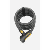 OnGuard Doberman 15mm black/yellow cable lock with double bolt security, 185cm length, bike lock accessory.