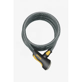 OnGuard Akita 20mm black and yellow 185cm bike cable lock, heavy-duty security accessory for bicycles.