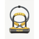 OnGuard Pitbull Mini DT bike lock in black and yellow, 140mm x 90mm security lock with Secured by Design certification.