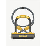 OnGuard Pitbull Mini DT bike lock in black and yellow, 140mm x 90mm security lock with Secured by Design certification.