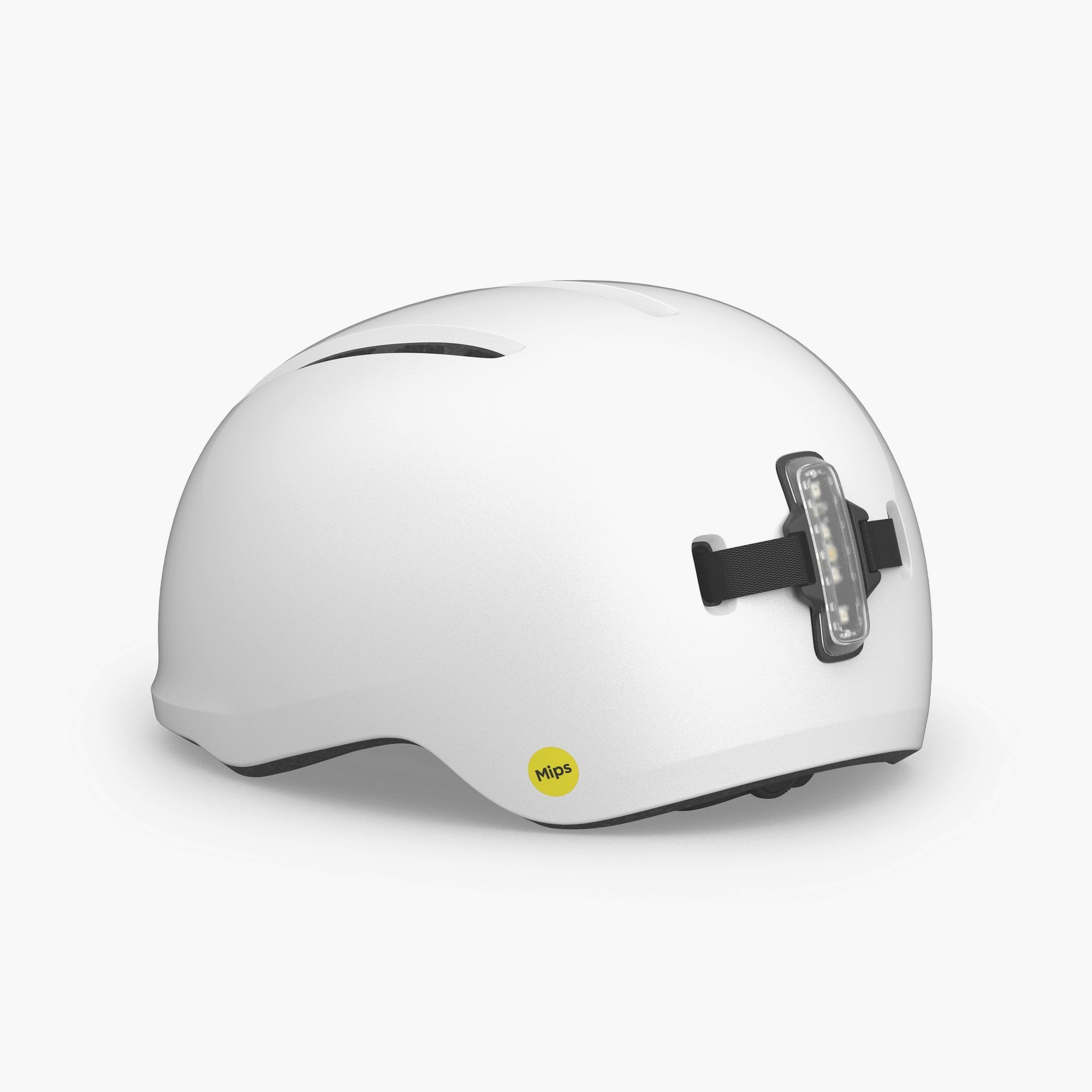 MET Vibe Mips urban e-bike helmet with integrated USB LED light for safety, featuring a sleek design and adjustable straps.