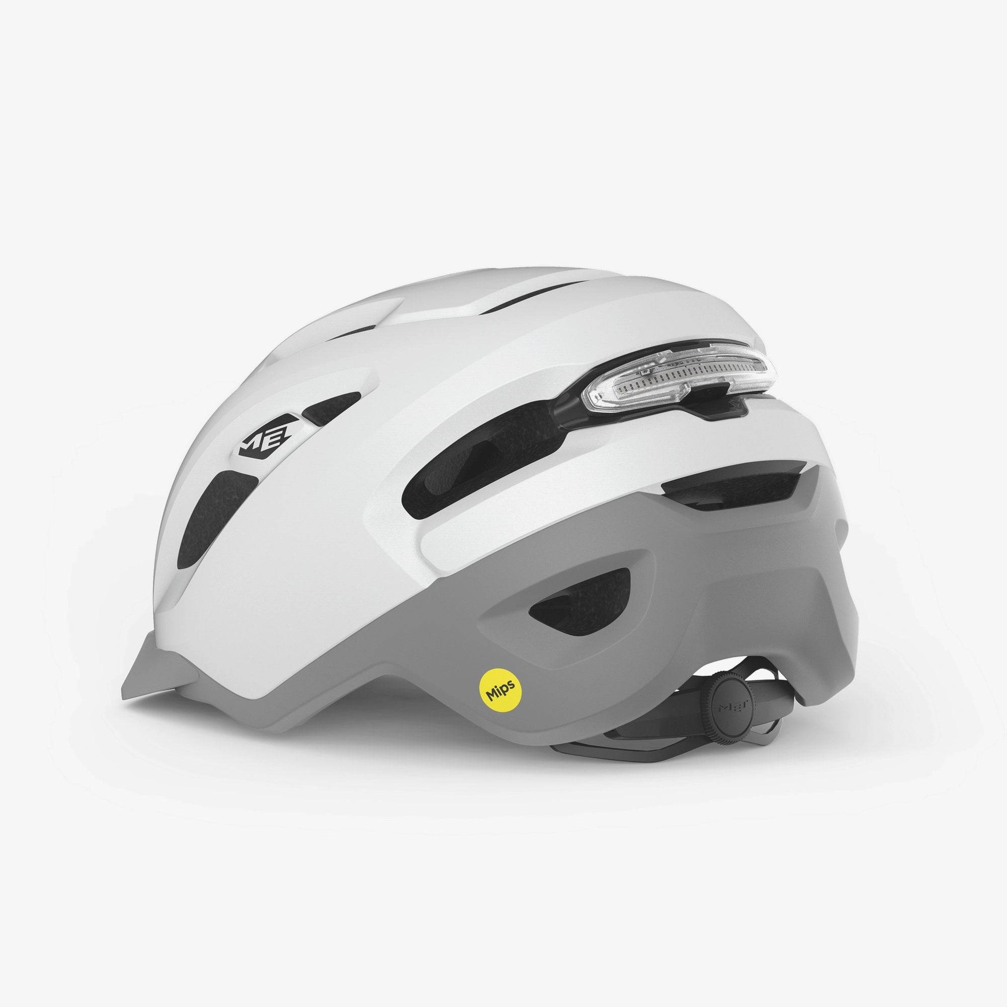 MET Urbex MIPS helmet with NTA 8776 certification and magnetic USB LED light, designed for cycling safety and visibility.