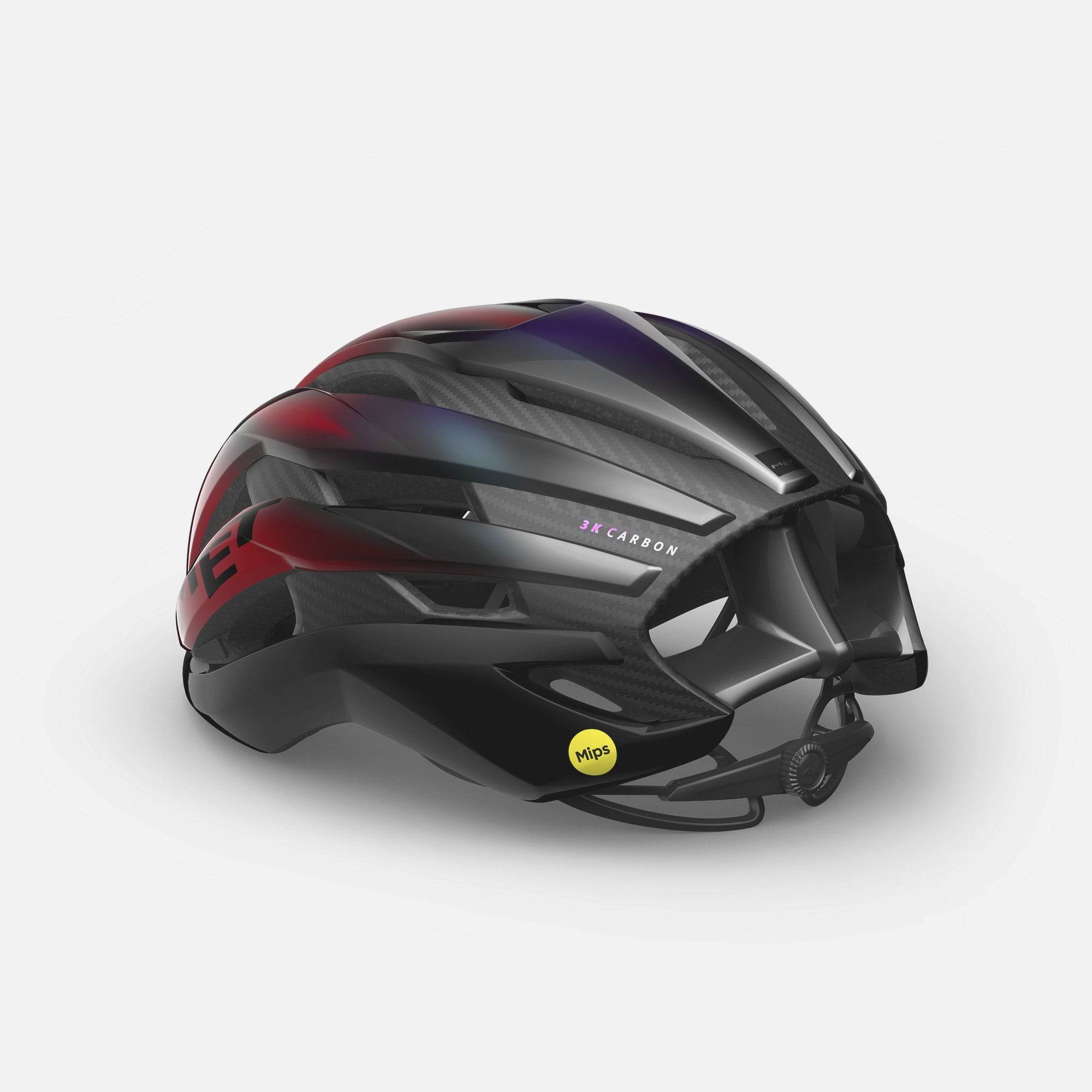 MET Trenta 3K Carbon road cycling helmet with Mips AIR® protection, aerodynamic design, black finish, and ventilation vents.