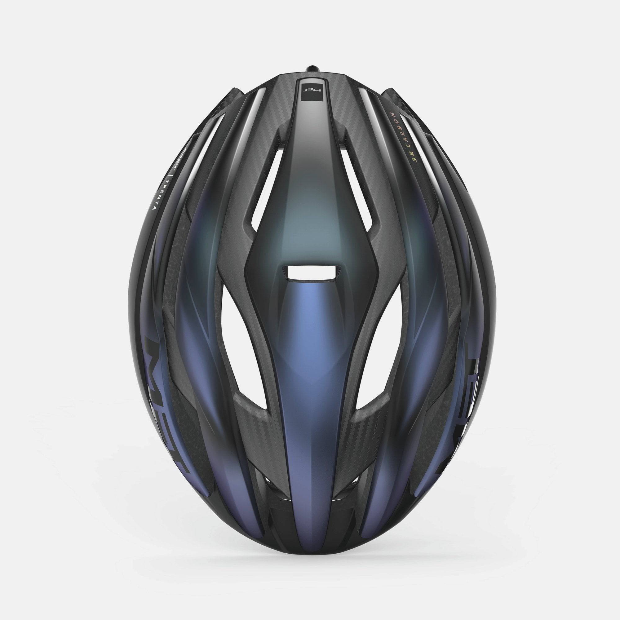 MET Trenta 3K Carbon Road Cycling Helmet with Mips AIR® protection, aerodynamic design, lightweight and black finish.