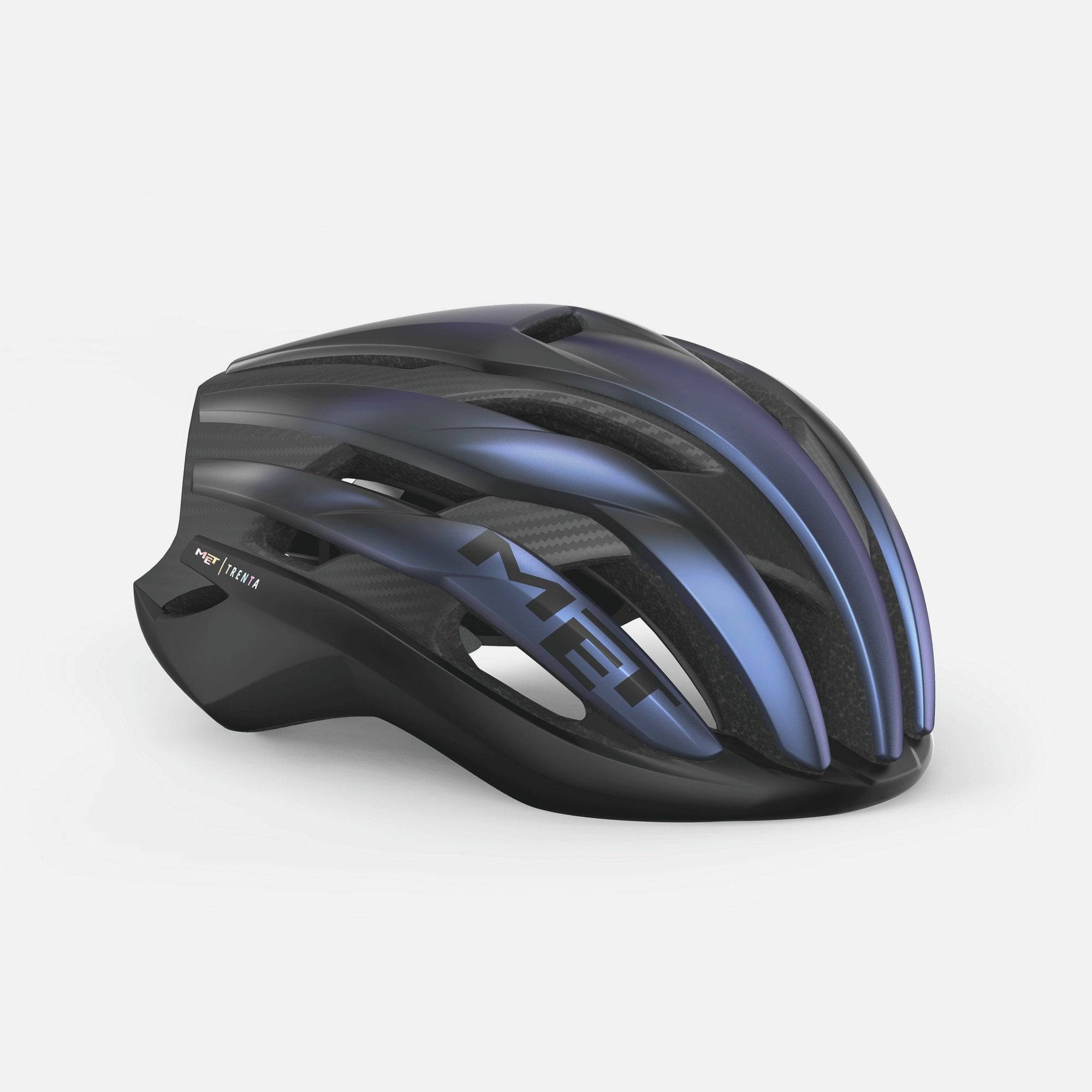 MET Trenta 3K Carbon Road Cycling Helmet with Mips AIR® protection, aerodynamic design, sleek black finish, and ventilation features.