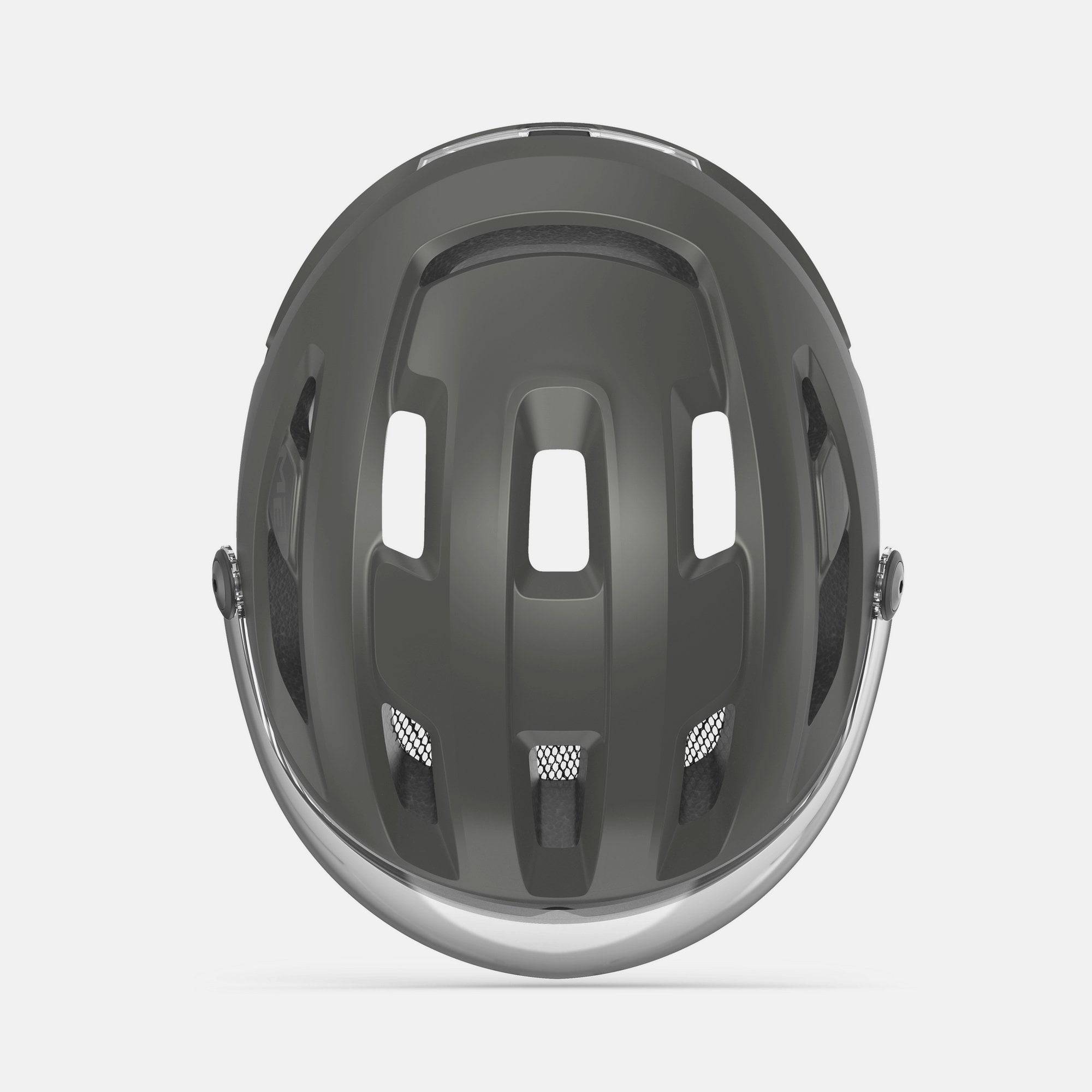 MET Intercity MIPS helmet with adjustable visor, LED light, and safety certification, designed for cycling or outdoor activities.