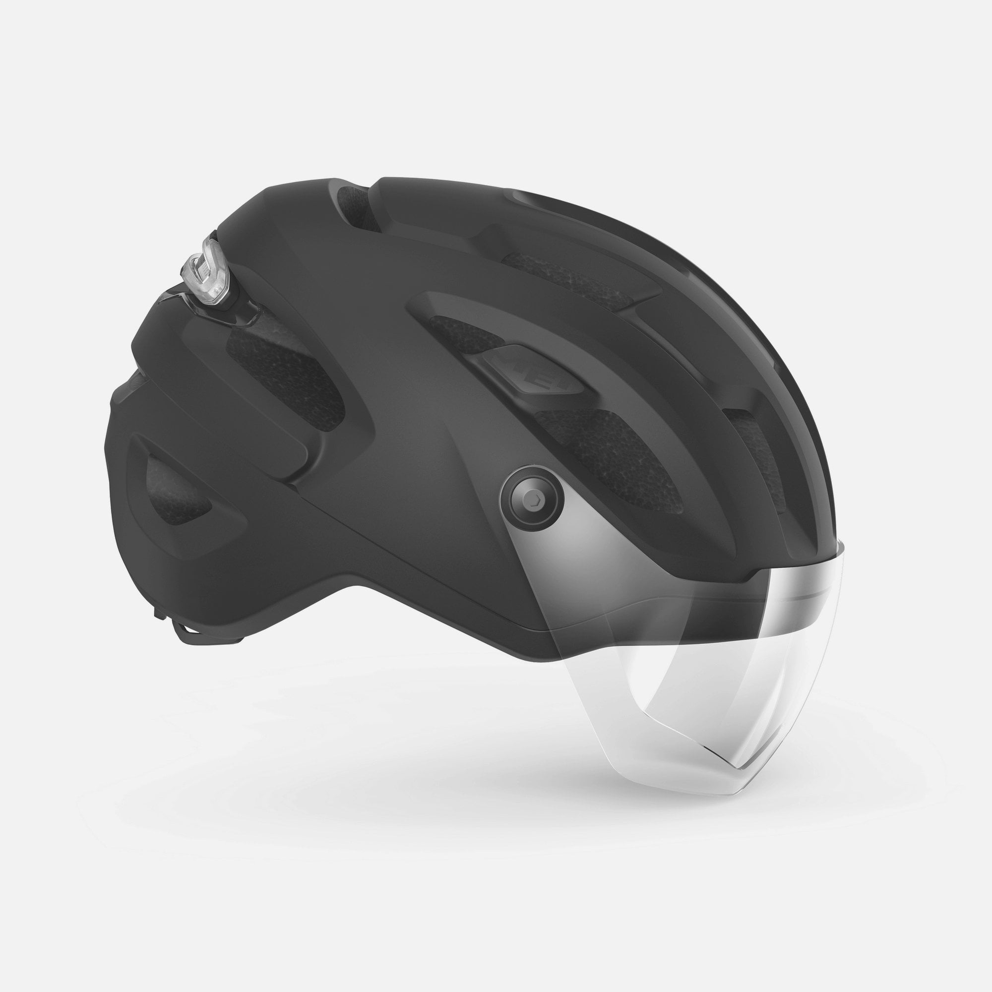 MET Intercity MIPS helmet with adjustable visor, LED light, and safety certification, designed for cycling safety and comfort.