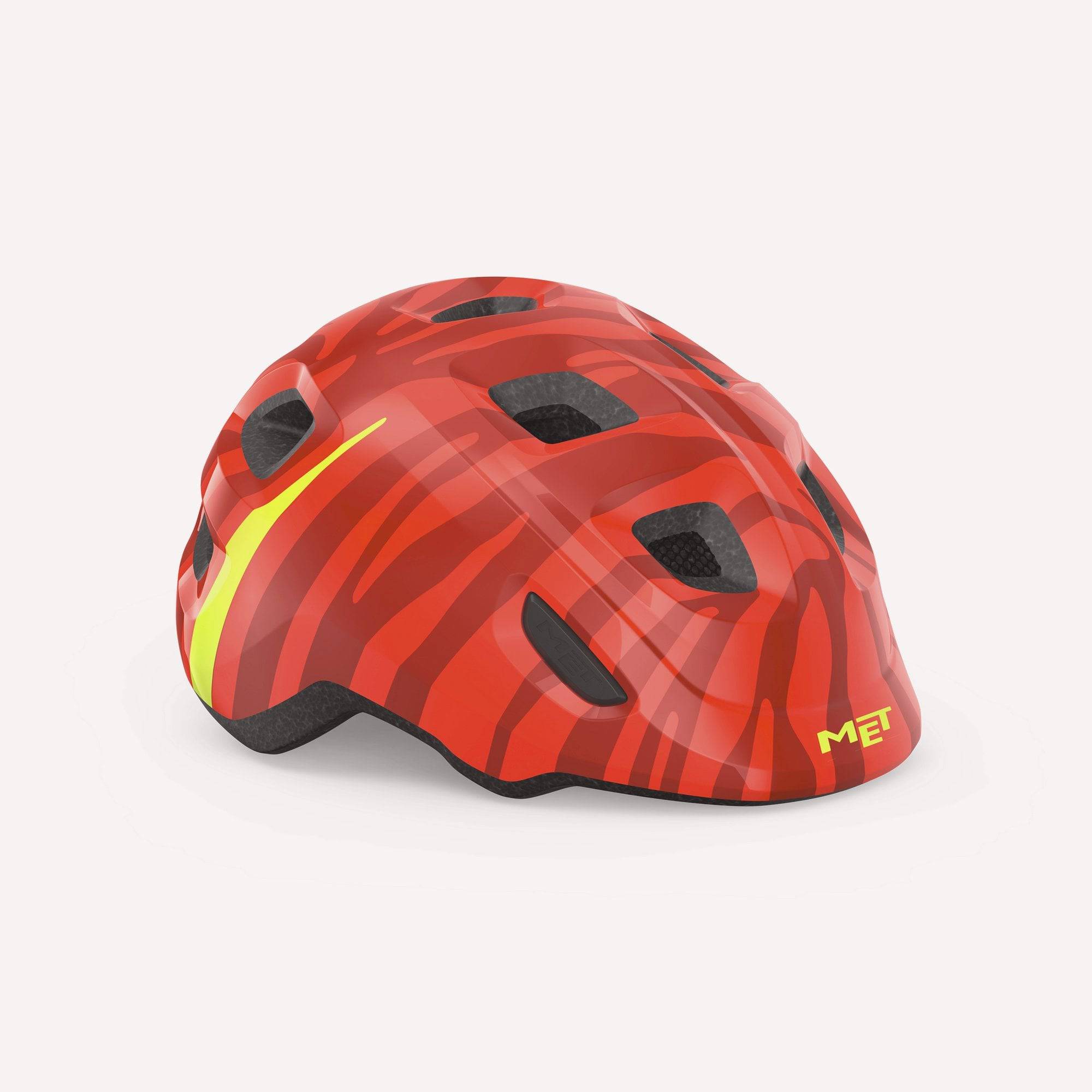 MET Hooray toddler helmet with adjustable fit, ventilation, and safety features, shown in a colorful design for young children.