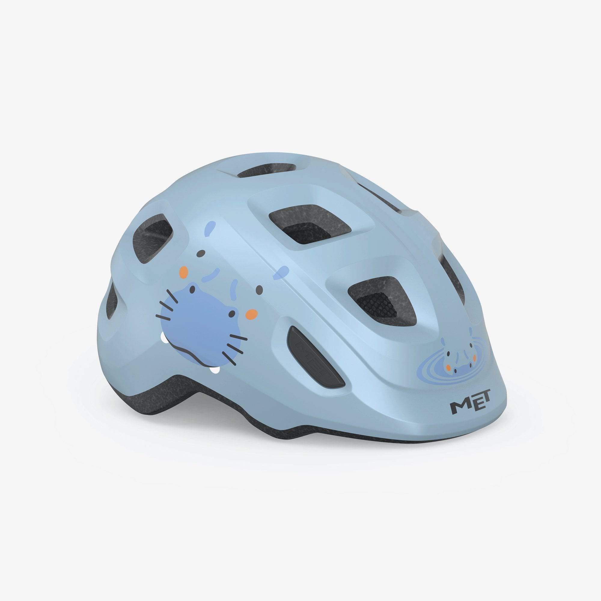 MET Hooray toddler helmet with adjustable fit, ventilation ports, and safety features for young children.