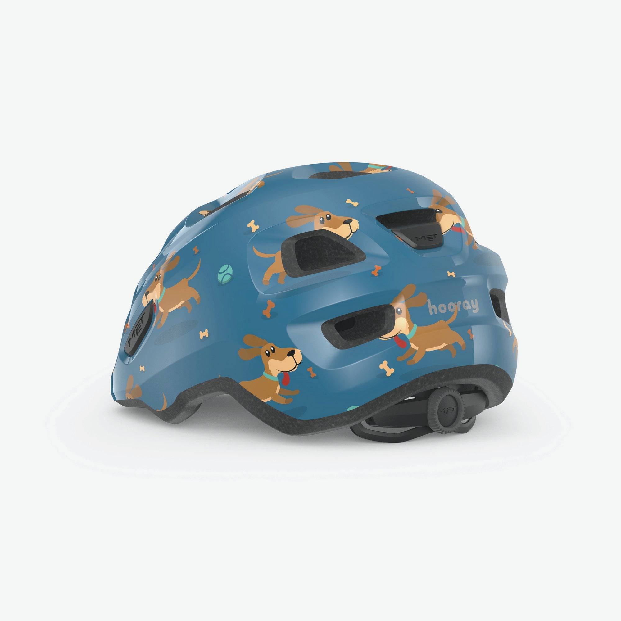 MET Hooray toddler helmet with adjustable fit, ventilation, and safety features, shown on a child for secure fit and comfort.