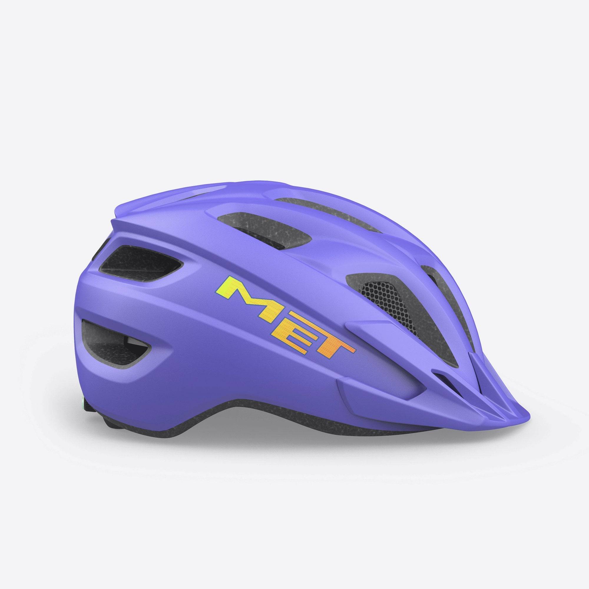 Kids MET Crackerjack MIPS helmet with rear LED light and extended protection, showing the helmet's design and safety features.
