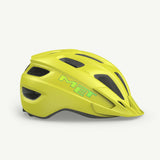 Kids wearing MET Crackerjack MIPS helmet with rear LED light and extended protection, showcasing safety features and adjustable fit.