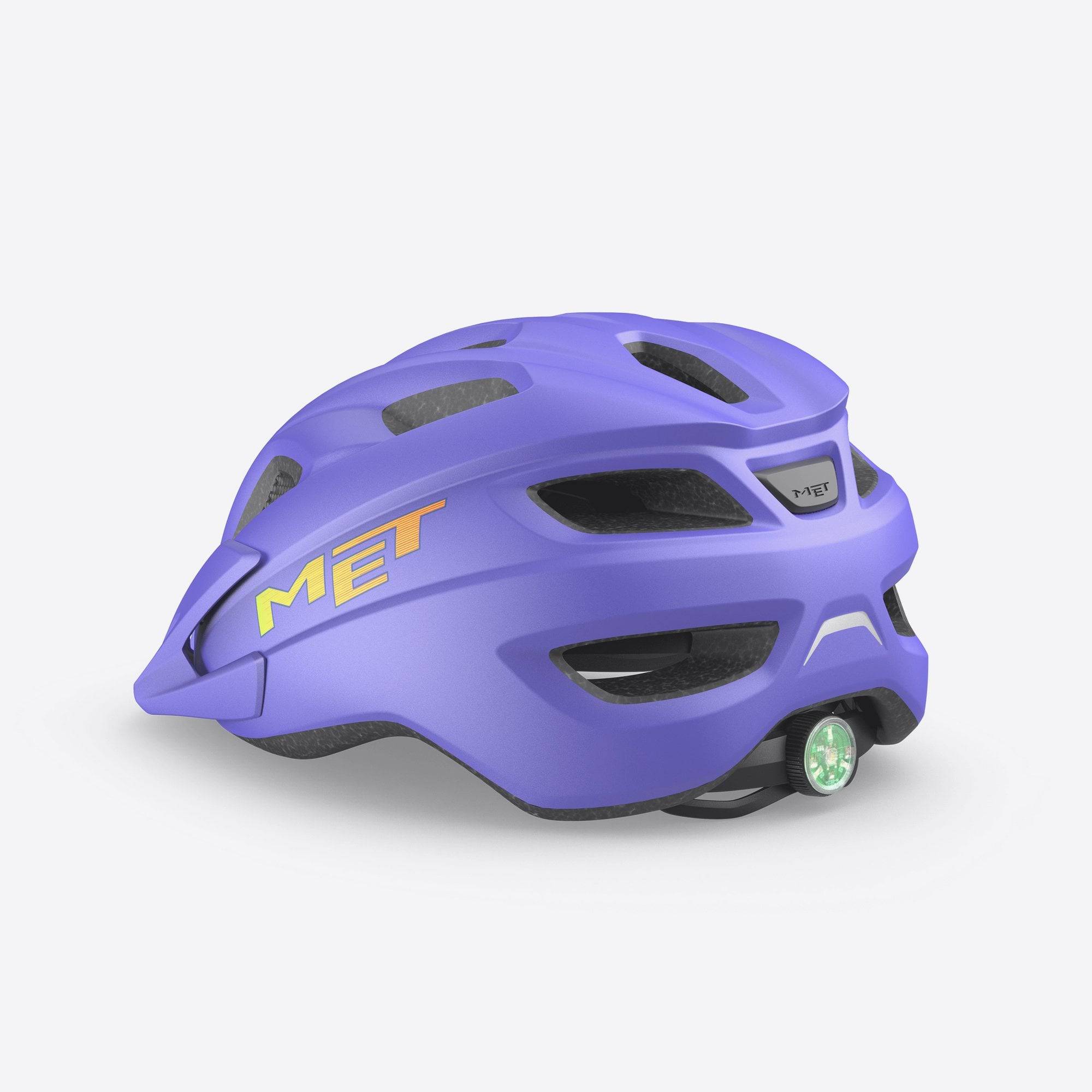 MET Crackerjack kids helmet with integrated LED light, adjustable straps, and enhanced safety features for children’s biking safety.