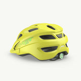 Kids helmet by MET with integrated LED light and safety features, designed for enhanced protection and visibility during outdoor activities.