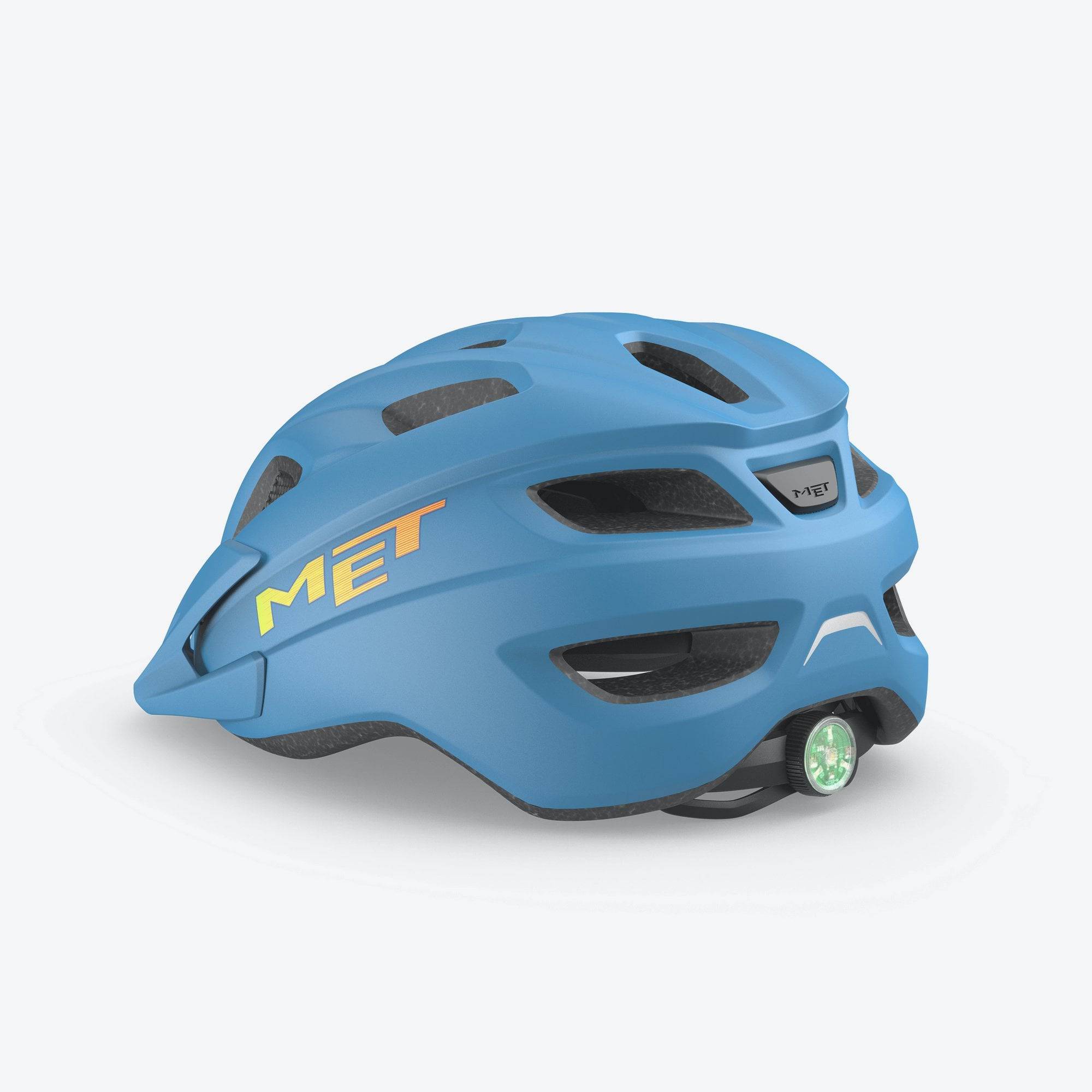 MET Crackerjack Kids helmet with integrated LED light, adjustable straps, and safety features for children’s cycling or outdoor activities.