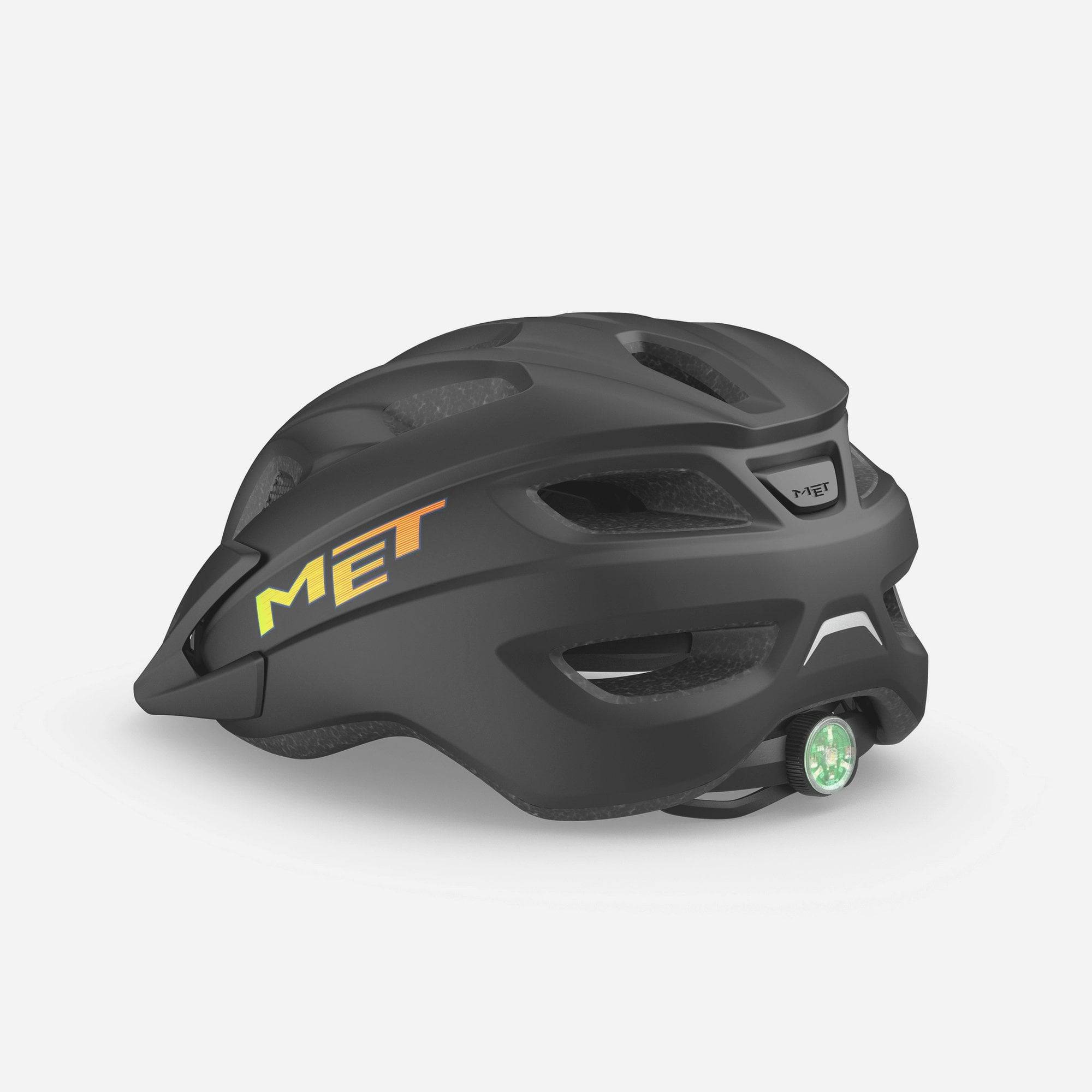 MET Crackerjack kids helmet with integrated LED light and safety features, showing a colorful helmet designed for children's safety.