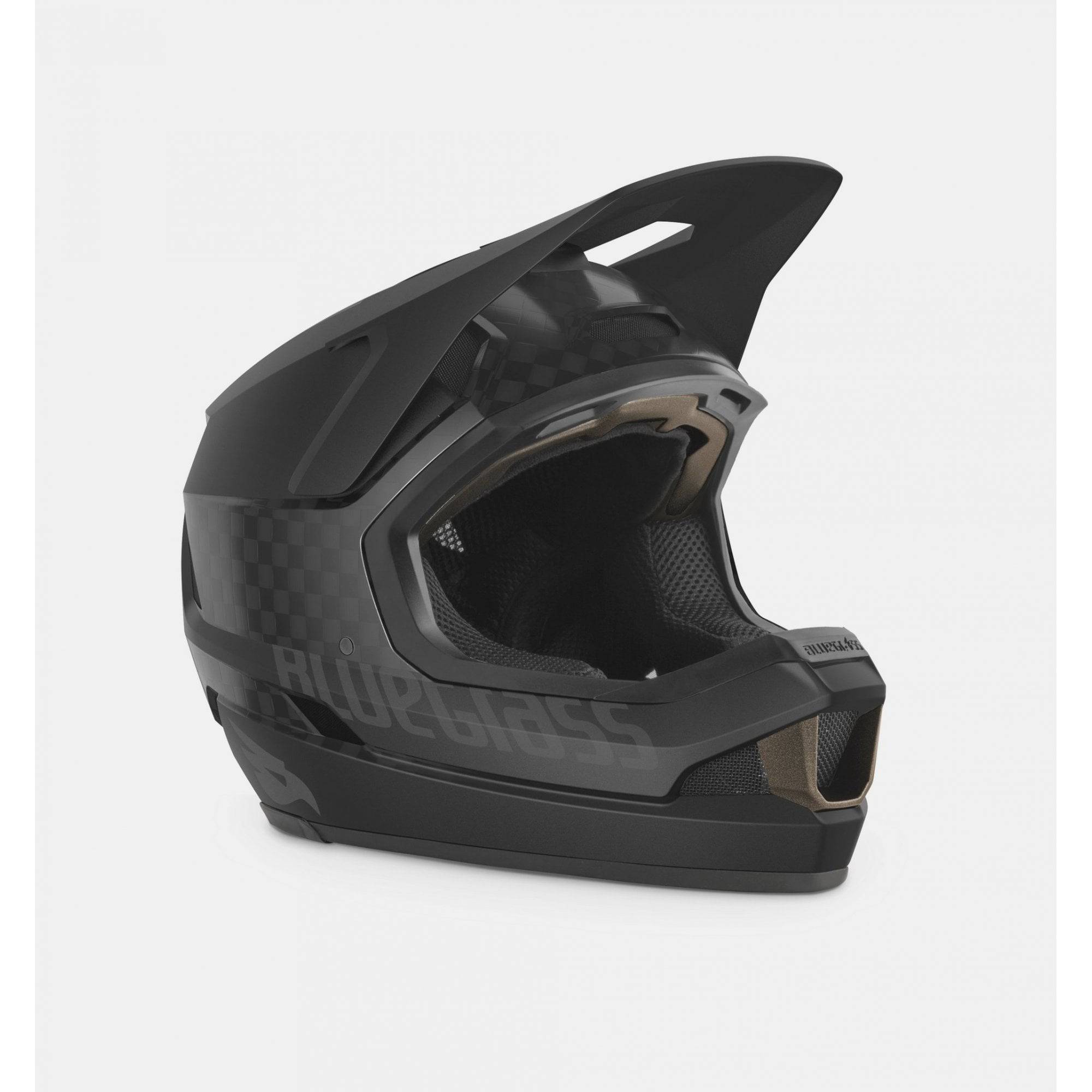 Bluegrass Legit Carbon MIPS helmet for downhill, enduro, and BMX racing, featuring sleek blue design and advanced safety protection