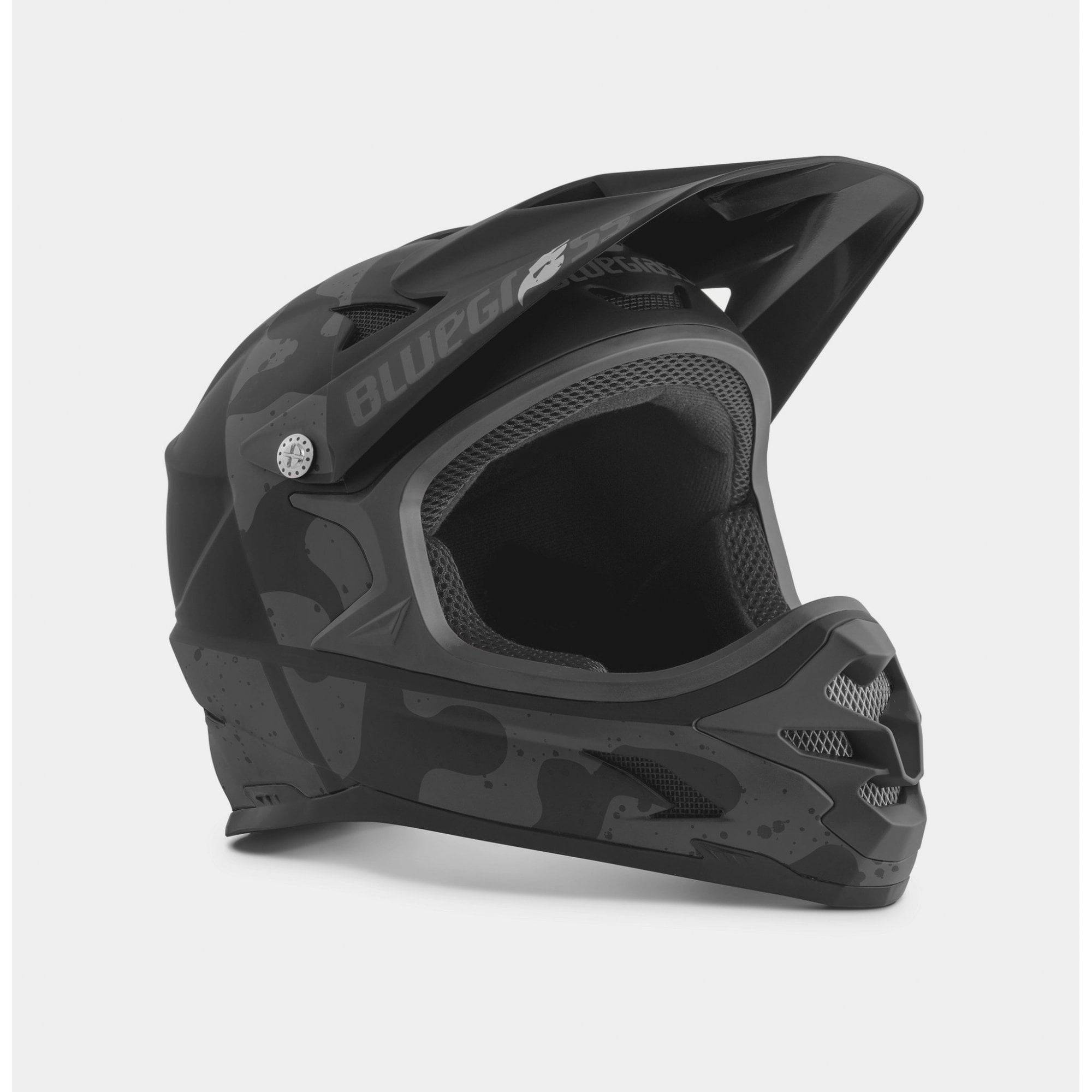 Bluegrass Intox full-face helmet with ASTM-certified chin guard, designed for downhill biking and BMX riding.