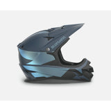Bluegrass Intox full-face helmet with ASTM chin guard for downhill and BMX riding, shown in vibrant blue with secure strap.