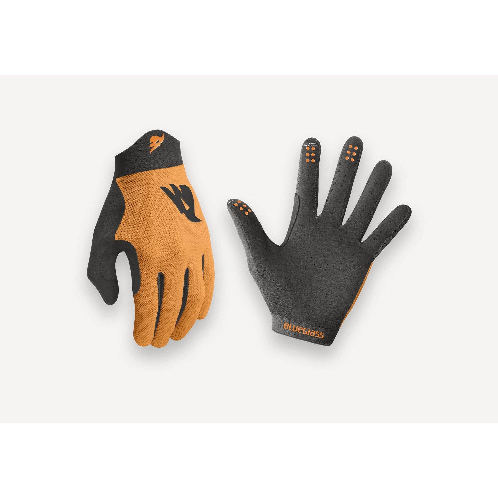 Bluegrass Union mountain bike gloves in blue with touchscreen fingertips and enhanced grip, designed for cycling comfort and control