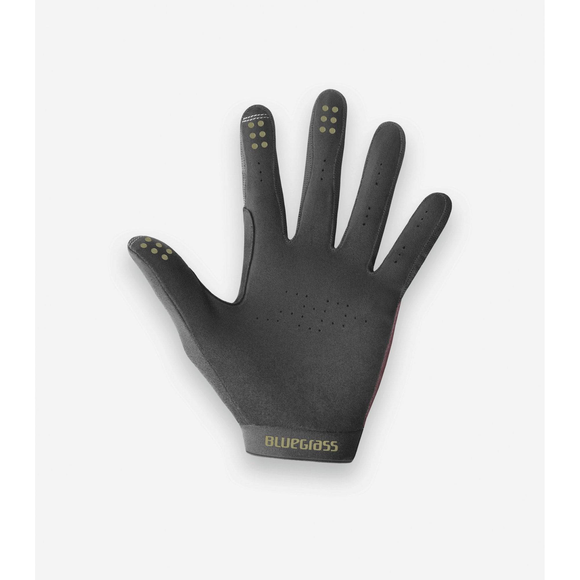 Bluegrass Union mountain bike gloves in blue with touchscreen fingertips and enhanced grip, designed for cycling comfort and control
