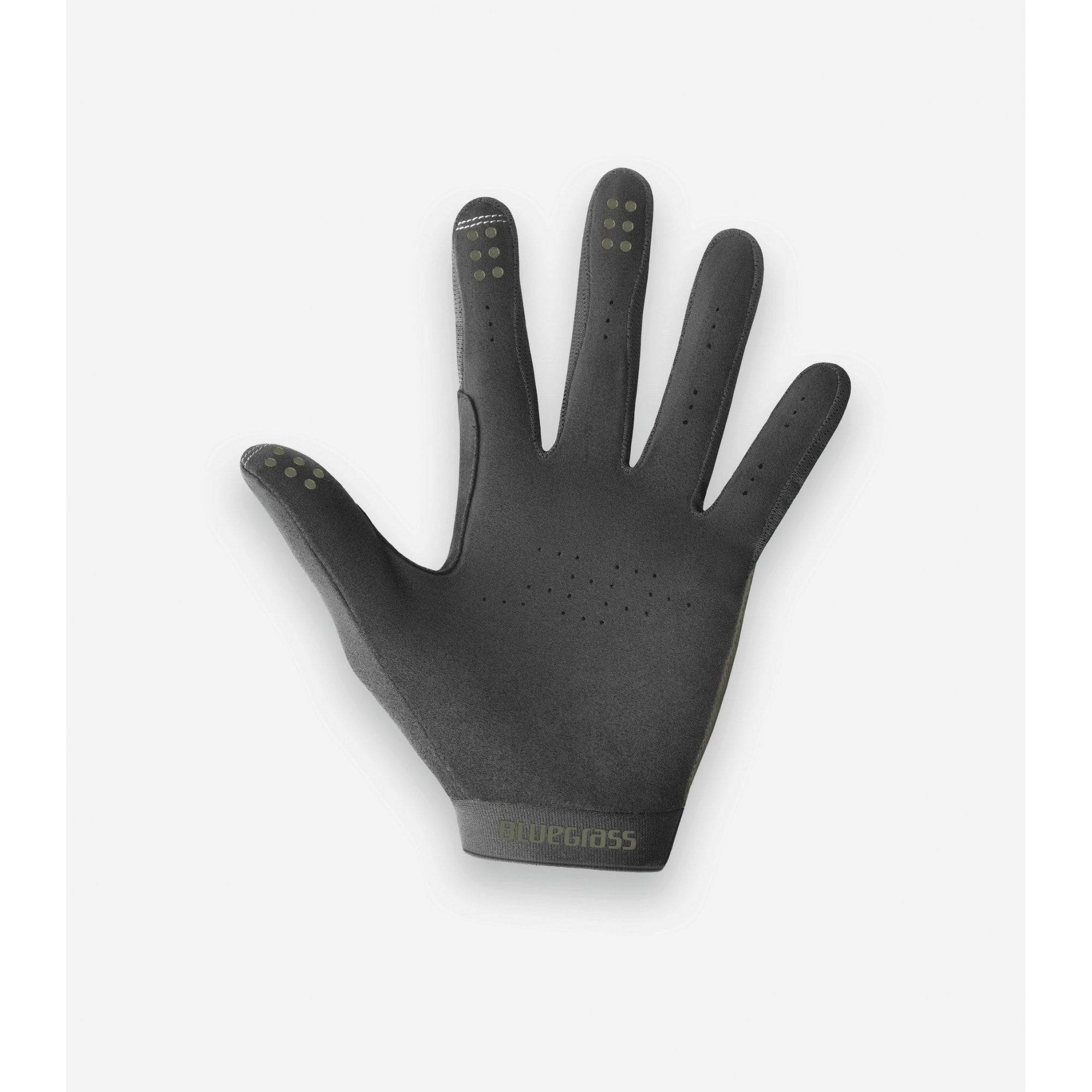 Bluegrass Union mountain bike gloves in blue with touchscreen fingertips and textured grip for enhanced control during cycling.