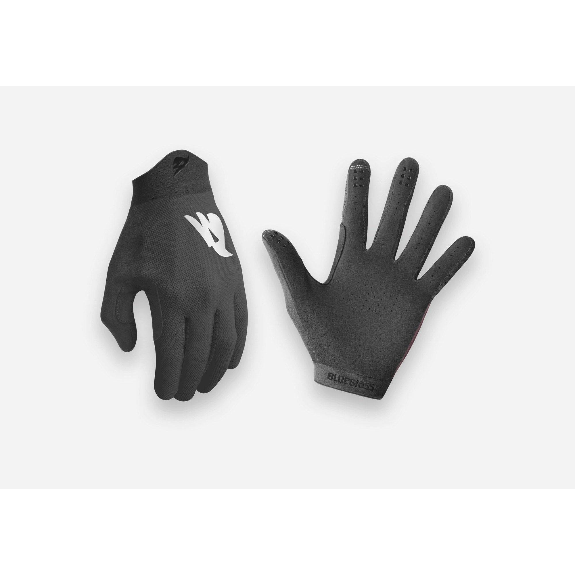 Bluegrass Union mountain bike gloves in blue with touchscreen fingertips and textured grip for enhanced control.