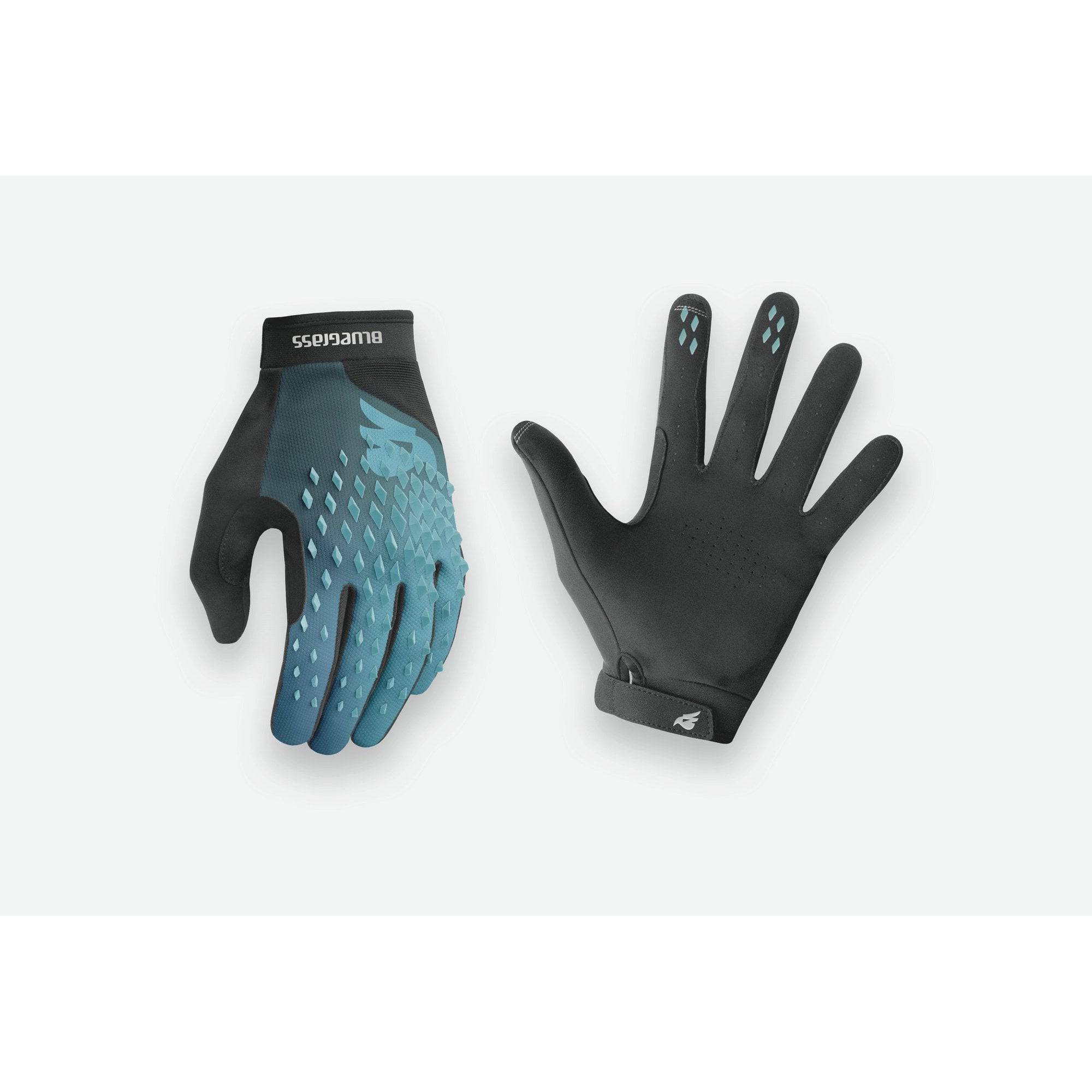 Bluegrass Bluegrass Prizma 3D Mountain Biking Gloves with knuckle protection and touchscreen compatibility, blue and black design
