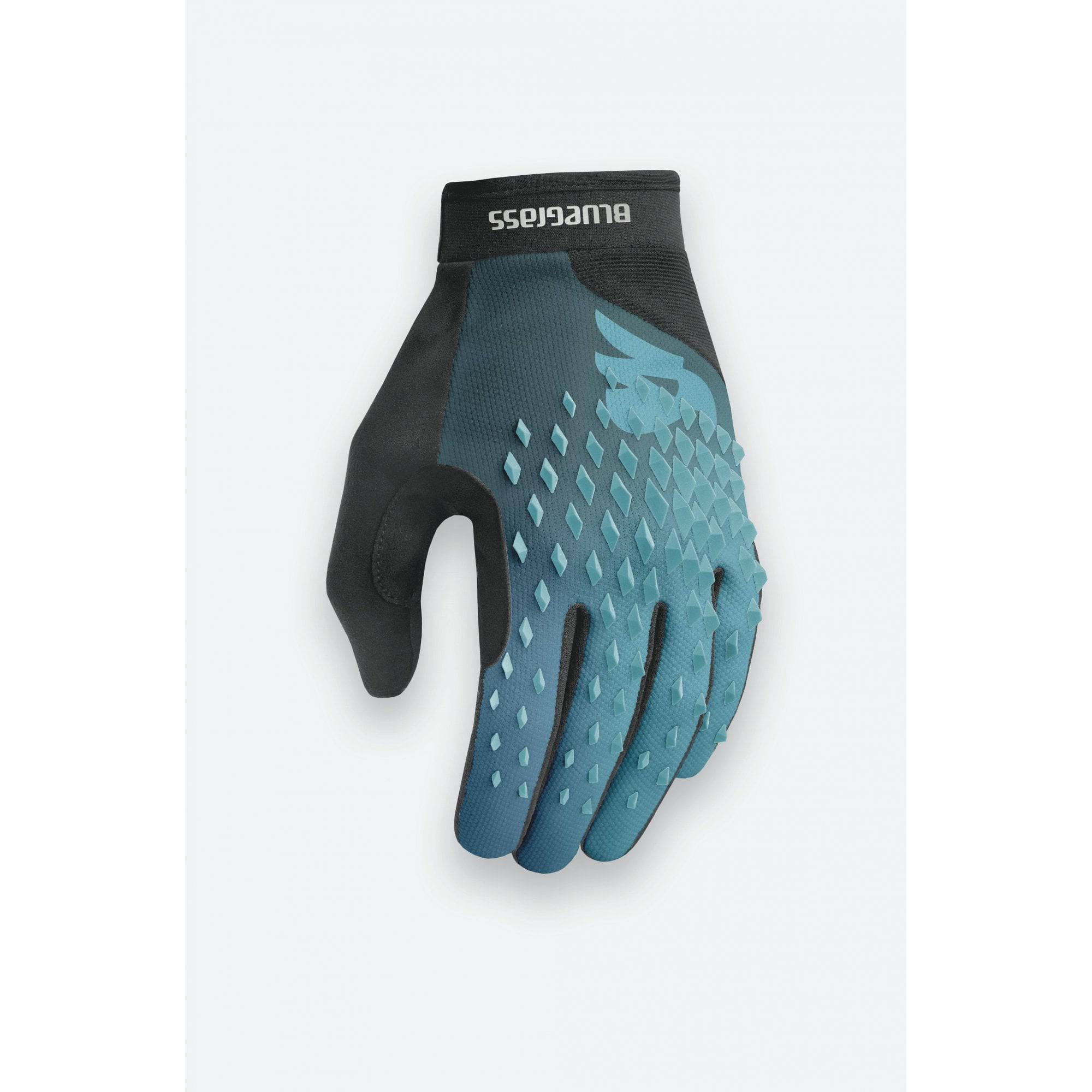 Bluegrass Prizma 3D mountain biking gloves with knuckle protection and touchscreen compatibility, navy blue fabric and reinforced palms.