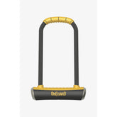 OnGuard D-Lock by Pitbull Locks with X4P Quattro 14mm hardened steel shackle, durable bike lock accessory with keyhole and lock mechanism.